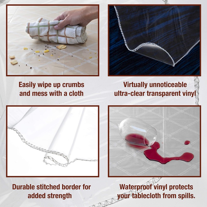 Elaine Karen Clear Plastic Table Cover Protector 100% Waterproof Table