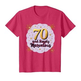 70 and Simply Marvelous Birthday Gift for Seniors T-Shirt, Youth, Red Heather