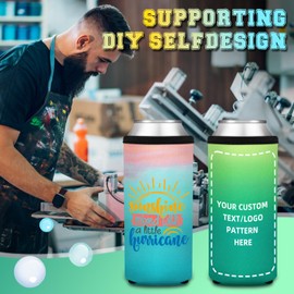 24 Pack Insulated Slim Can Cooler Sleeves, Sublimation Neoprene Iced Drink Holder for Cold Beer or Soda, 12oz Skinny Tall Beverage covers for Summer Parties, Wedding Supplies(Gradient Set)