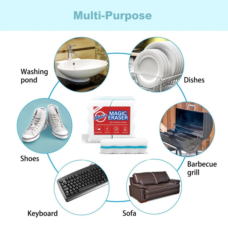 BINI'S Magic Eraser, Extra Durable, Multi Purpose Cleaner, Shoe, Bathroom,