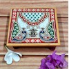 Purpledip Marble Platform (Plinth): Square Ethnic Handpainted Chowki for God