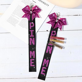 Aileam 18 PCS Pin Me Ribbon Cheer Bag Bow Keychain Cheerleading Pin Holder for Teen Girls Cheerleader Gifts Cheer Clips for Competition Cheer Accessories