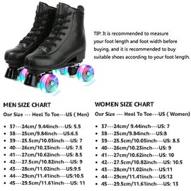 XUDREZ Roller Skates, Double Row Skates Adjustable Leather High-top Roller Skates Perfect Indoor Outdoor Adult Roller Skates with Bag (Black Wheel,39)