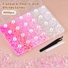 9000PCS Flatback Pearls and Rhinestones for Crafting, Pink White Mixed