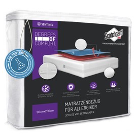 Degrees of Comfort Allergy Sufferers Mattress Cover 90 x 200 cm for Mattresses, Waterproof, Dust Mite Cover and Bed Bugs Encasing with Zip, Comfortable Cotton Surface, Height 13-16 cm