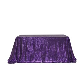 PartyDelight Sequin Tablecloth, Rectangular, 60"x102", Purple