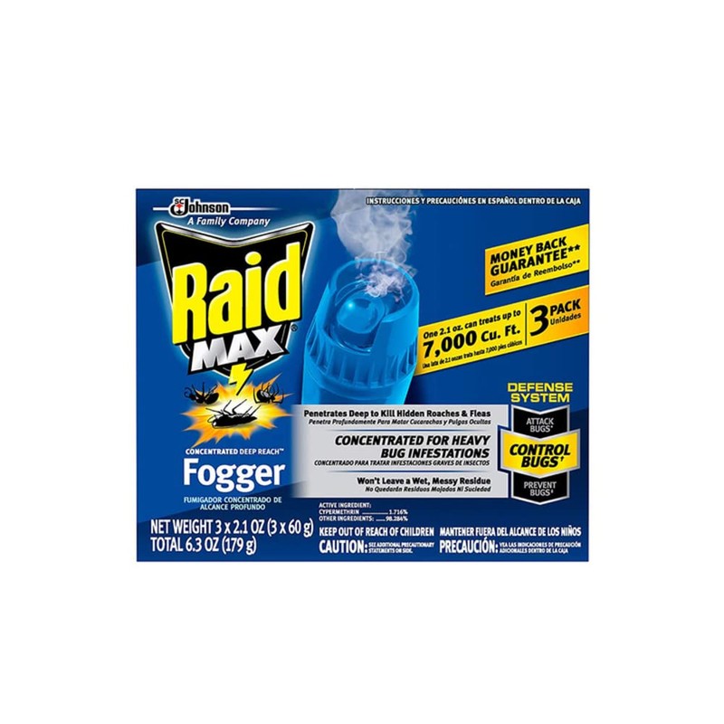 Johnson Raid Max Fogger, Insect Killer for Mosquito, Ant, Roach,