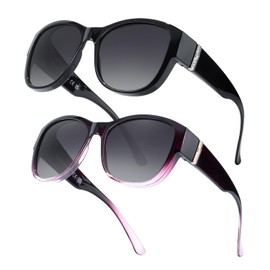 Myiaur 2 Pack Polarized Fit Over Glasses Sunglasses for Women, Trendy Wear Over Eyeglasses UV Protection for Outdoor