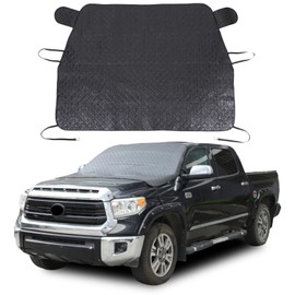 Windshield Cover for Ice Snow, Windshield Snow Cover 4-Layer Protect for Snow, Ice, UV, Frost Wiper Covers, Windproof Sunshade Cover (Black, for Toyota Tundra 2007-2021 2022 2023 2024 2025+)