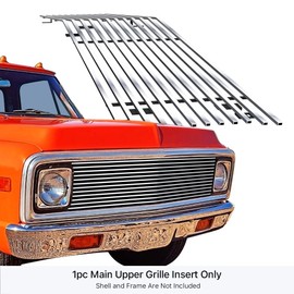 APS Compatible with Chevy Blazer C K Pickup Suburban 1969-1972 Main Upper Stainless Steel Chrome 8x6 Billet Front Grill Grille Insert C85003C