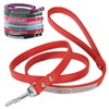 COLLBATH Sparkly Studded Rhinestone Dog Leash Red Collar Pet Walking
