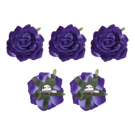 MECCANIXITY 5 Pcs Rose Flower Hair Clips 4 Inch Flower Hair Pins Flower Brooch for Women Hair Accessories Purple