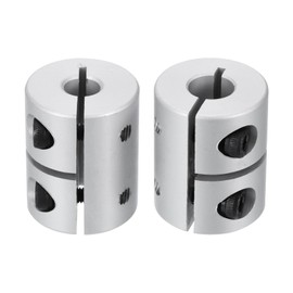sourcing map 2pcs Shaft Coupling 6.35mm to 8mm Aluminium Single Split Clamping Coupling, Rigid Stepper Motor Wheel Coupler Joint Connector for DIY Model, 3D Printers