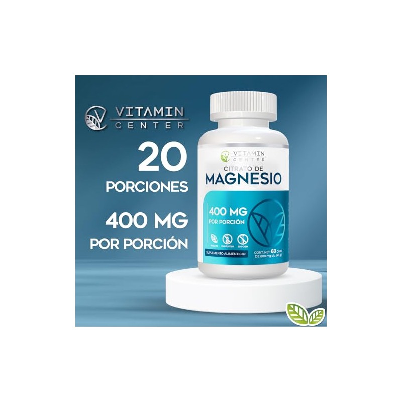 Citrato de Magnesio frasco con 60 capsulas de 800mg c/u