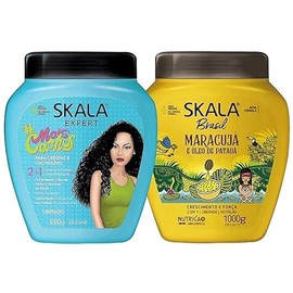 SKALA Hair Care Set: Expert Mais Cachos 2-in-1 Conditioning Treatment Cream + Brasil Passion Fruit & Pataua Oil - Nourish, Strengthen, and Transform Your Hair - Each Bottle 1000g/1kg - 35.27 Oz#