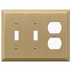 AMERELLE 163TTDBZ Century Double Toggle/Single Duplex Steel Wallplate in Brushed Bronze