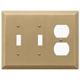 AMERELLE 163TTDBZ Century Double Toggle/Single Duplex Steel Wallplate in Brushed Bronze