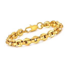 VNOX Stainless Steel Bracelet for Men丨Cool Hexagonal Screw Design Special Mens Chain Link Gold Bracelets Solid Chunky Link Jewelry Trendy Gift for Men Boyfriend,7.5