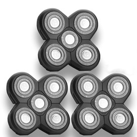 Ruixin 3 Pack Replacement Blades Compatible with Freebird Shaver – 5-Blade Electric Razor Head for Bald Men, Refills Kit with 3 Cleaning Brushes