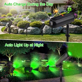 T-SUN Pack of 4 Solar Lights for Outdoor Spotlights, Green Solar Lights for Outdoor Use with IP65 Waterproof, 2 Lighting Modes, Solar Garden Lights for Yard, Garden, Trees, Front Door, Garage, Path
