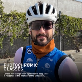 SCVCN Cycling Glasses, Self-tinting for Men and Women, Photochromic Sports Sunglasses, Clear Road Bike Glasses, TR90 Frame, Fast Cycling, MTB Cycling Glasses with UV400 Protection, Sports Glasses for