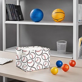 TIBAOLOVER Mini Storage Basket（Pack of 3） Small Storage Bins for Makeup, Book, Baby Toy,Office Home Decor Canvas Desktop Organizers Bag(Ball Easter)