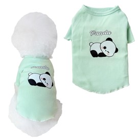 Summer pet T-Shirts for Dogs and Cats, 4 Cute Animal Patterns, Breathable Ribbed Knitted Fabric, Cool Summer Clothes for Small Dogs and Cats (Green, Small)