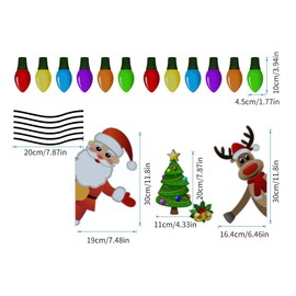 SOLUSTRE Reflective Car Magnets for Christmas Santa Claus Reindeer Christmas Tree Lights Bulb Magnet Set Garage Gnomes Magnets Holiday Car Fridge Decorations