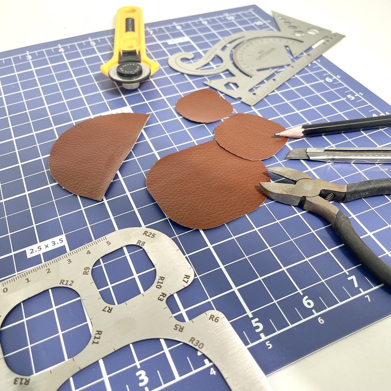 UPTTHOW Leather Tools French Curve Protractor Triangles Andcircle Gauge All-in-one