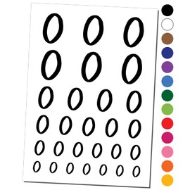 Number 0 Zero Felt Marker Font Temporary Tattoo Water Resistant Fake Body Art Set Collection - Black (One Sheet)