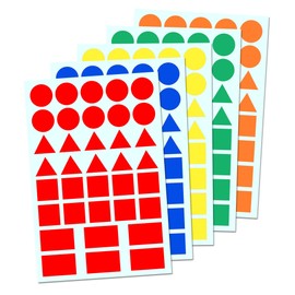 900 Pack - Colored Shape Stickers Labels, 3/4" - 4 Shapes, 5 Colors