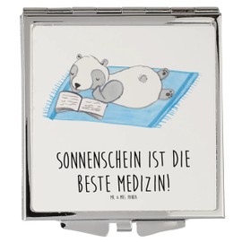 Mr. & Mrs. Panda Handtaschenspiegel quadratisch Sommer Sonnenschein - Geschenk, Sonnenstrahlen, Summer Feelings, Frühling, Winter, Schminkspiegel,