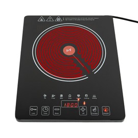 LIYUANJUN 1800W Electric Cooktop, Single Burner Electric Cooktop 8 Gears Power LED Display Screen Touch Control Timer Setting Portable Electric Stove Countertop Electric Cooktop