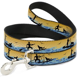 Dog Leash Sup Dog Yellows Blues Black 4 Feet Long 0.5 Inch Wide
