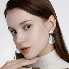 YUJIE Gold Earrings for Women Geometric Chunky Dangle Earring Silvery Trendy statement Jewelry