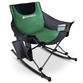 KINGROCK Oversized Rocking Camping Chair, Folding Camp Chairs with Pocket and Carry Bags, Rocking Camping Chairs for Adults with Pillow Cup Holder, Recliner for Outdoor Travel Sports Games