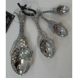 Ganz 4-Piece Set, Fish Measuring Spoon, One Size, silver