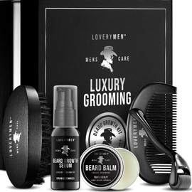 Lovery 5-Pc Beard Growth Kit-Ultimate Beard Care Set-Mens gift for Him, Birthday Gift