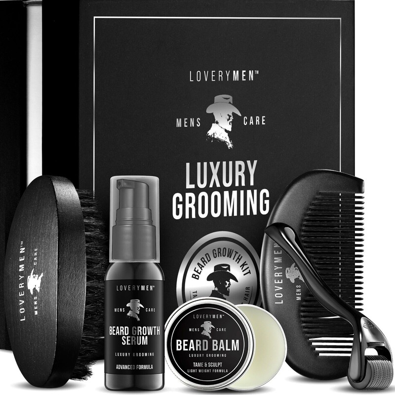 Lovery 5-Pc Beard Growth Kit-Ultimate Beard Care Set-Mens gift for