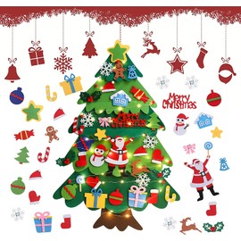DazSpirit Christmas Tree, 3.28 ft DIY Felt Decorative Christmas Tree for Children, Christmas Tree for Decorating with 32 Removable Hanging Ornaments, Christmas Tree for Home/Door/Wall Decoration