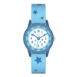 Cander Berlin MNA 1630 R Children's Watch Girls 3 ATM Waterproof Learning Watch Analogue Glitter Blue Stars Children, Strap.