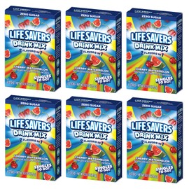 Life Savers Cherry Watermelon Drink Mix - Pack of 6-6 Sticks Per Box - 36 Total Servings - 2 Flavors in 1 - Powdered Drink Mix