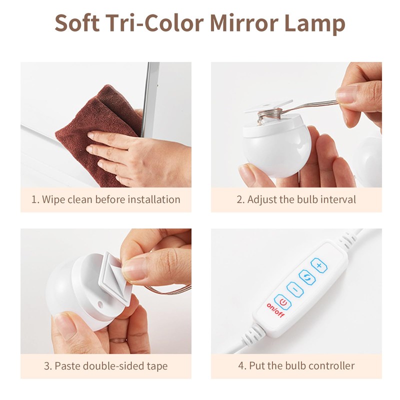 Luces De Espejo De Tocador Con 14 Bombillas LED, 3