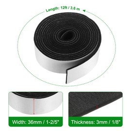 sourcing map Smoker Gasket Seals 12FT 1-2/5" x 1/8" High Temp Grill Gasket Replacement High Heat BBQ Gasket Tape BBQ Smoker Gasket Self Stick Felt for Smokers BBQ Lid