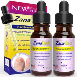 ZanaQuick Extra Strength Toenail & Fingernail Repair Drops - Nail Care Renewal for Thick, Damaged & Discolored Nails - 2 Pack