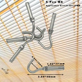 Incontesta M6 304 Stainless Steel Expansion Hook, Heavy Duty Concrete Hook, Open Cup Hook, Expansion Bolts and Screws, 5-Pack for Indoor/Outdoor Use