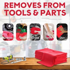 Auto Mechanic Shop - Toallas de limpieza absorbentes para automóviles, industrias, cochera, casas (rojo)