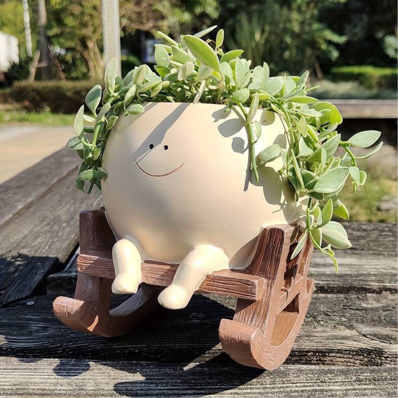 Rocking Chair Flower Pot Resin Patio Decorative Succulent Planter Garden