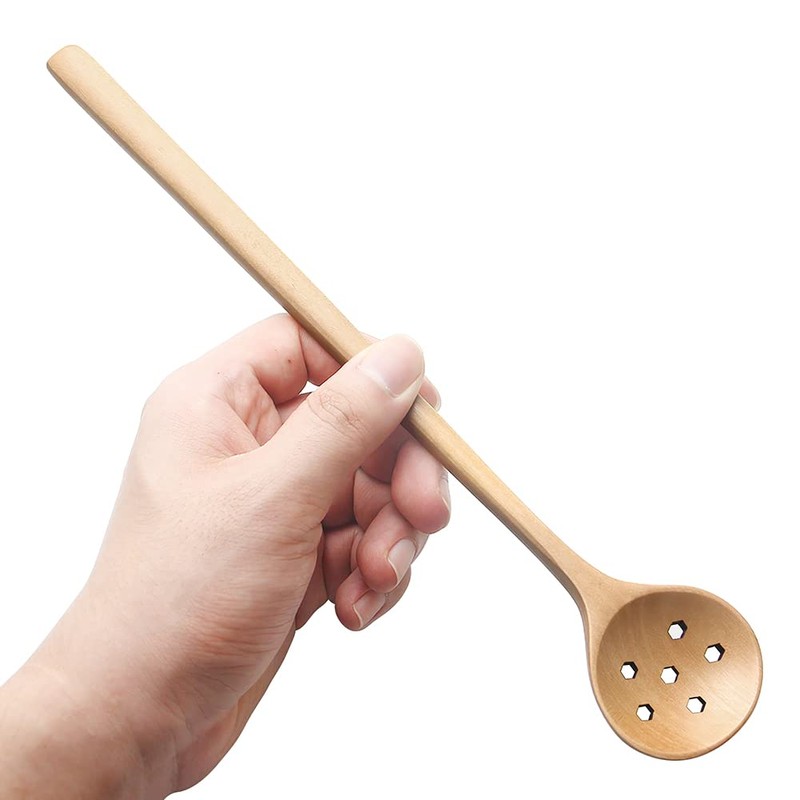 1pcs Long Slotted Spoons Wooden, Jam Spoons, Olive Spoons Korean