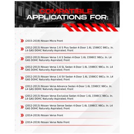 R1 Concepts Front Brakes and Rotors| Hardware Included| Front Ceramic Brake Pads and Rotors Kit| Fits 2015-2019 Nissan Micra; 2012-2019 Nissan Versa